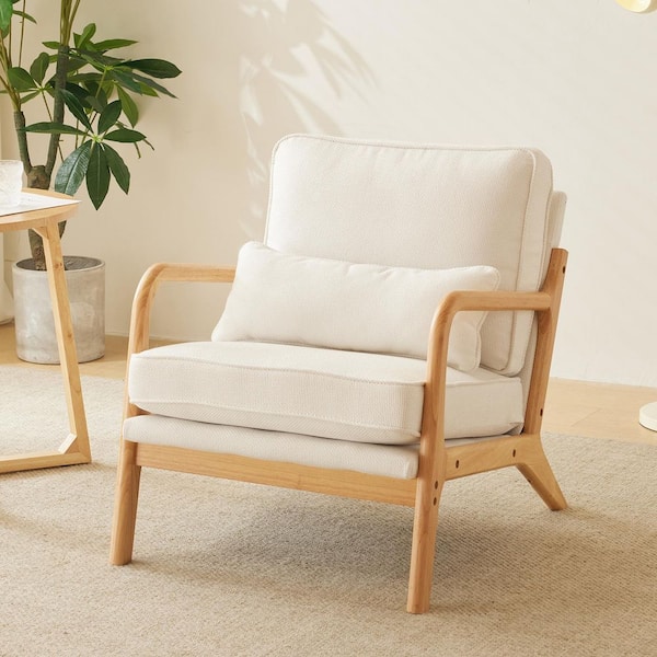 Outopee White Linen Arm Chair