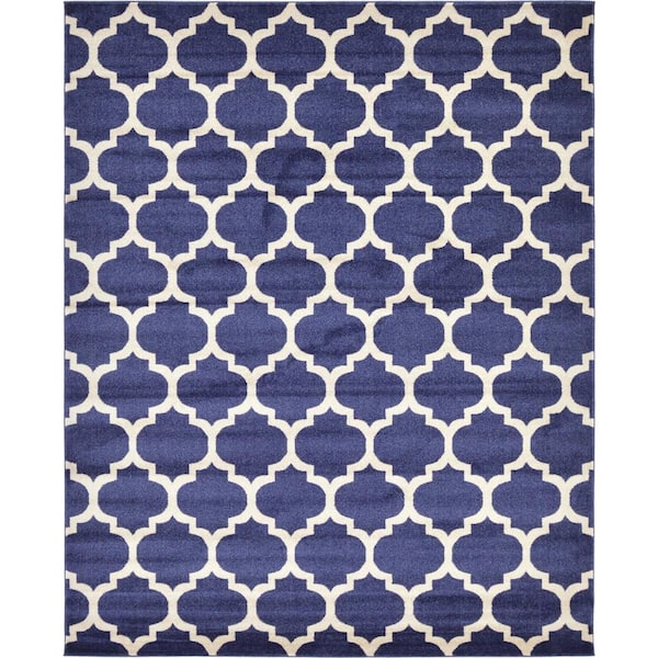 Trellis Philadelphia Navy Blue/Beige 8' 0 x 10' 0 Area Rug