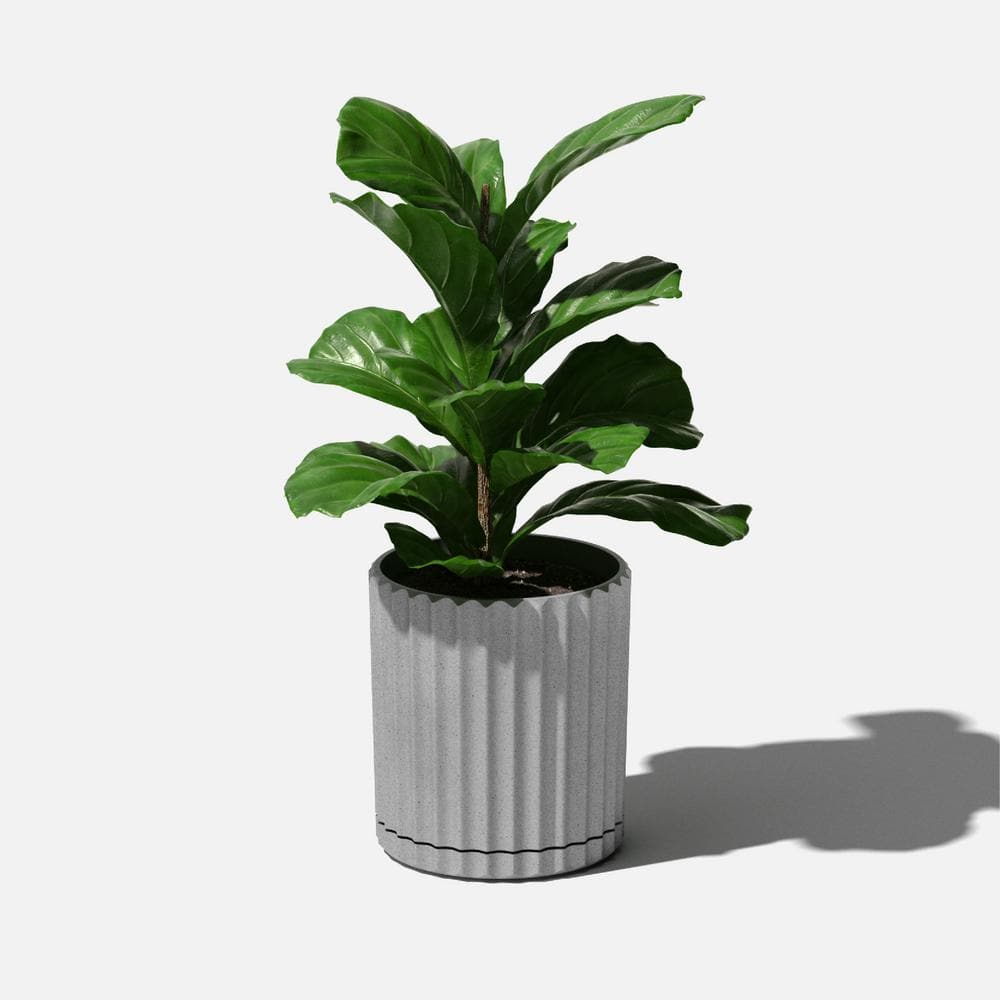 Demi 6" Gray Plastic-Stone Round Planter