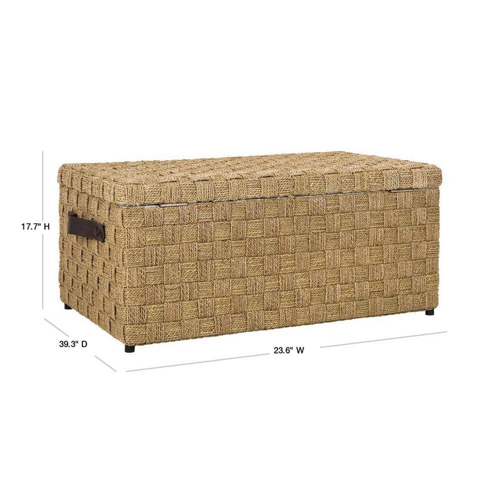 Ashban Coastal Woven Seagrass 39" Coffee Table Trunk in Burlap Brown