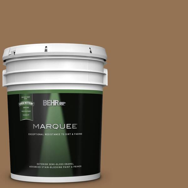 BEHR MARQUEE 5 gal. #UL140-21 Toffee Bar Semi-Gloss Enamel Exterior Paint and Primer in One