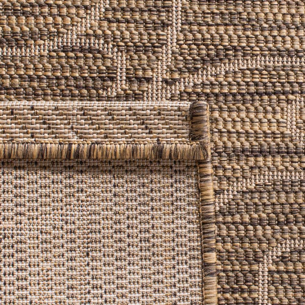 Elegant Dark Beige 31" Round Indoor/Outdoor Easy-Care Rug