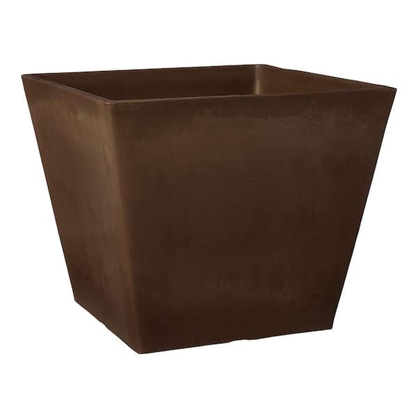 Arcadia Garden Products Simplicity Square 12 in. x 10 in. Chocolate PSW Pot