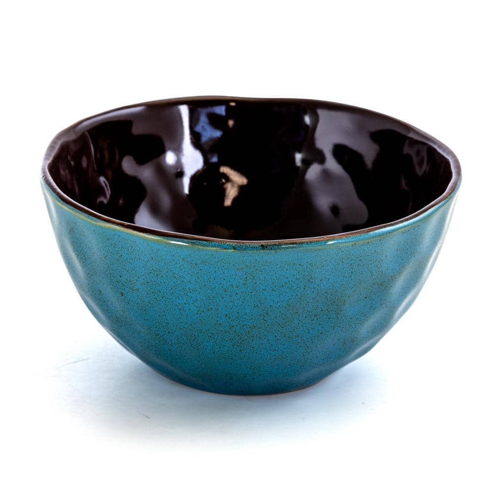 Turquoise Glazed Ceramic Square Dinnerware Set, Service for 4