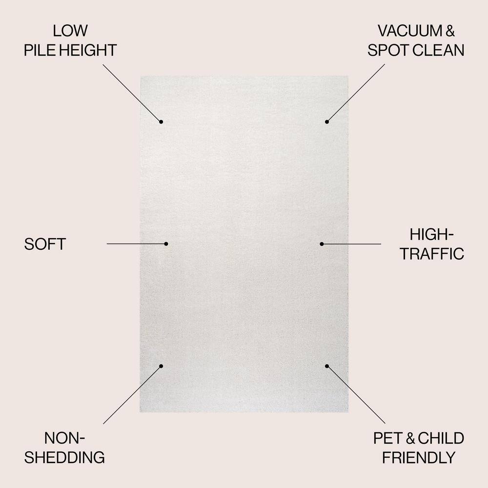 Cream Synthetic Low-Pile Reversible Indoor Area Rug