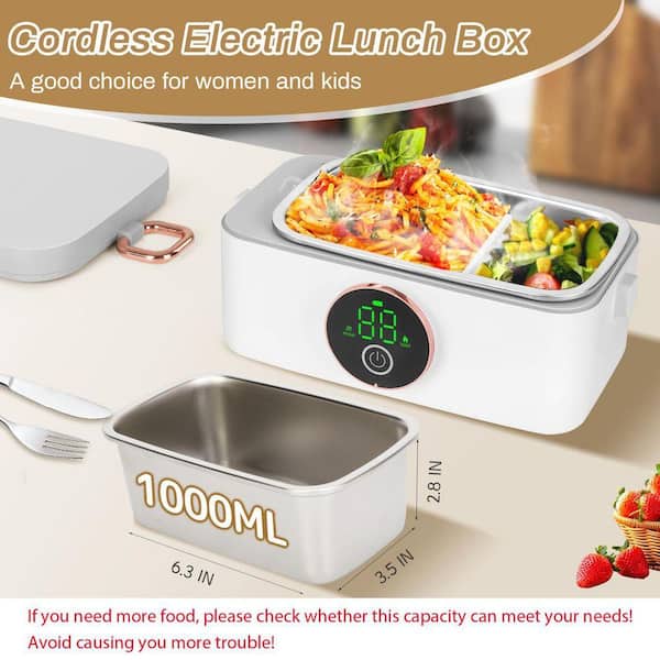 Lynzavix Cordless Electric Lunch Box, 1L Self Heating Food