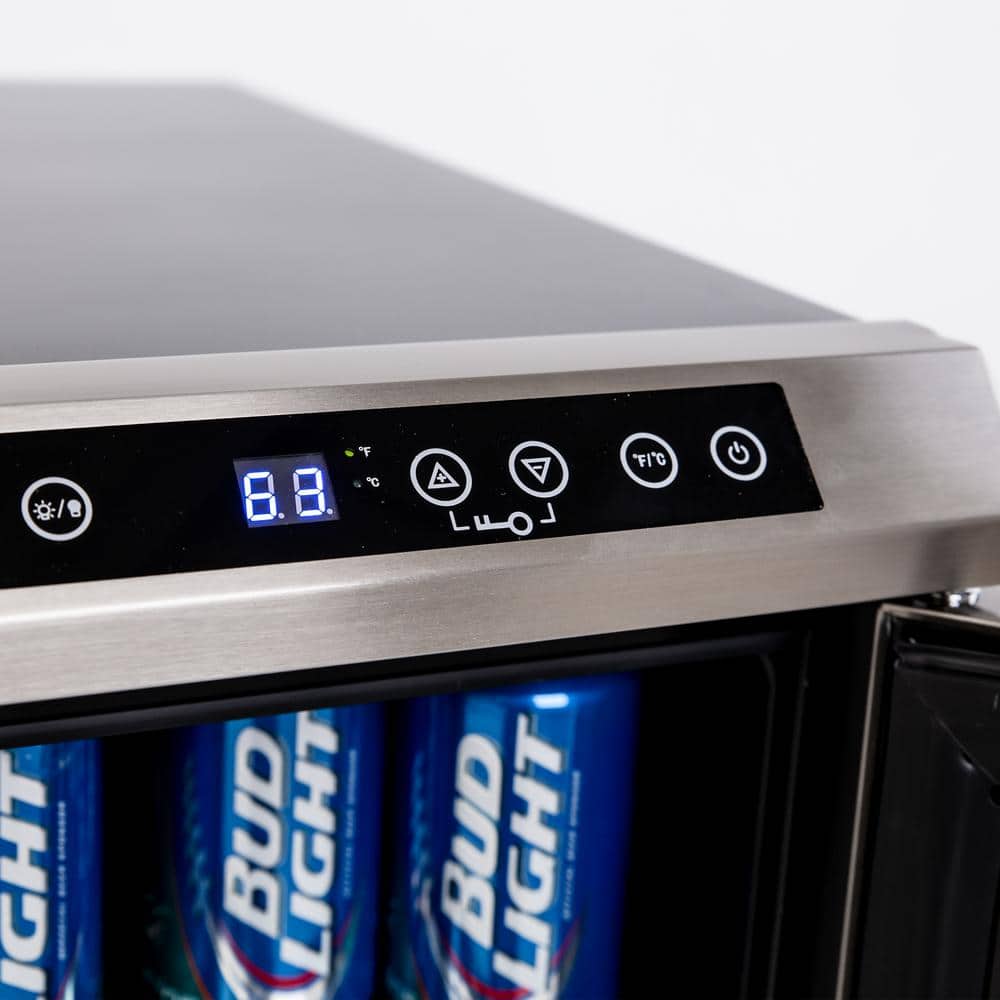 Stainless Steel and Black Dual Zone Wine and Beverage Cooler with LED Lighting