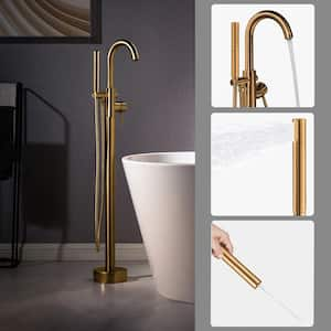 Single-Handle Freestanding Tub Faucet With Showerhead in. Brushed Gold