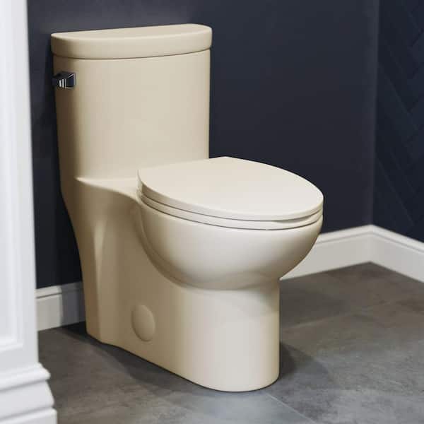 Swiss Madison Sublime 1-piece 1.28 GPF Left Side Single Flush Handle Elongated Toilet in Bisque with Seat Included