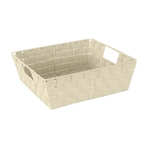 5 in. H x 15 in. W x 13 in. D White Fabric Cube Storage Bin
