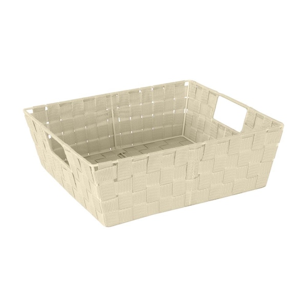 SIMPLIFY 5 in. H x 15 in. W x 13 in. D White Fabric Cube Storage Bin