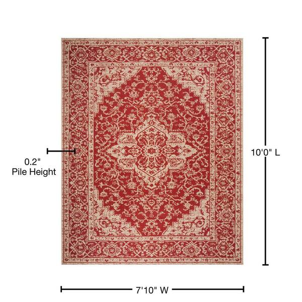 SAFAVIEH Beach House Red/Cream 8 ft. x 10 ft. Oriental Indoor