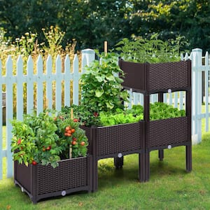 15 in. x 15 in. Plastic Elevated Garden Bed Table Raised Planter Box (4-Set)