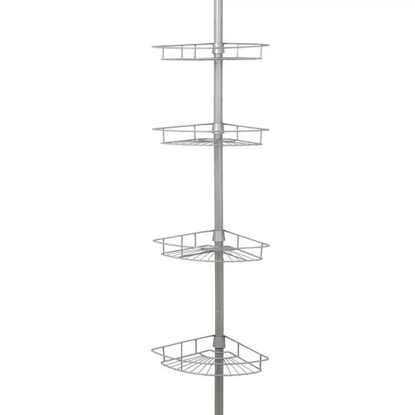4 Shelves Tension Pole Shower Caddy in Satin Nickel 948781865 The
