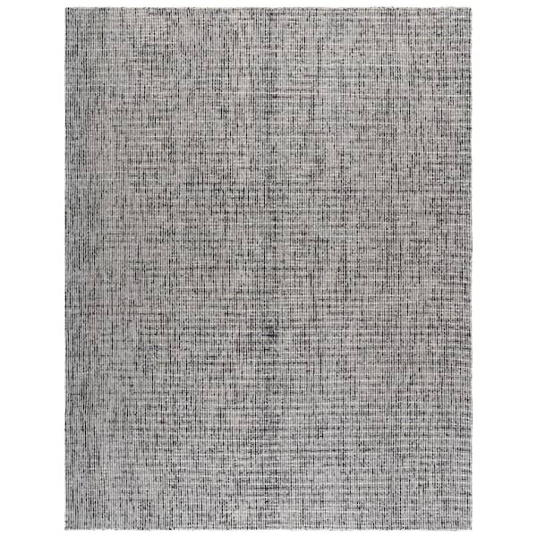 Abstract 10 ft. x 14 ft. Dark Gray/Ivory Speckled Area Rug
