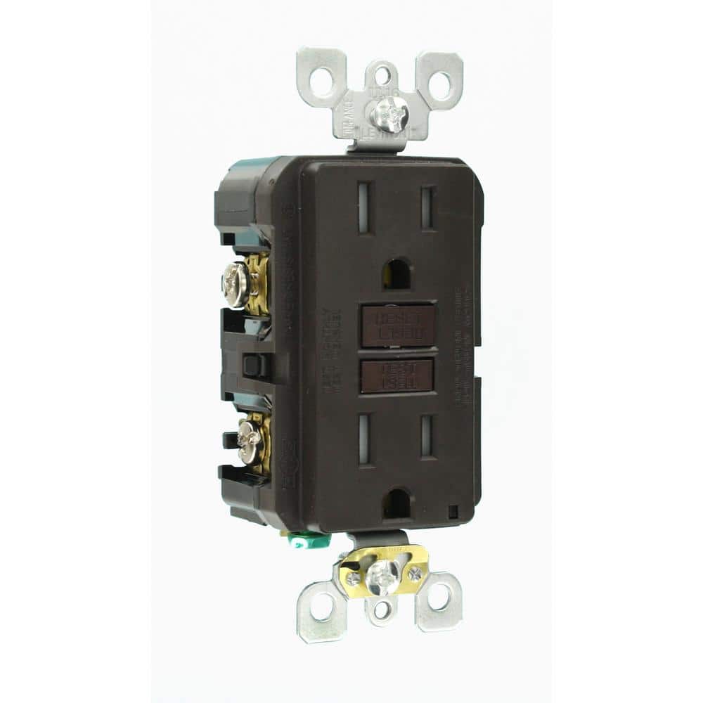 Brown 15 Amp Tamper Resistant GFCI Outlet with Wall Plate