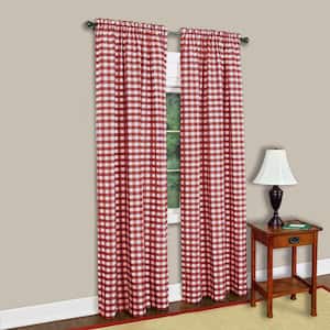 Buffalo Check 42 in. W x 84 in. L Polyester/Cotton Light Filtering Window Panel in Burgundy