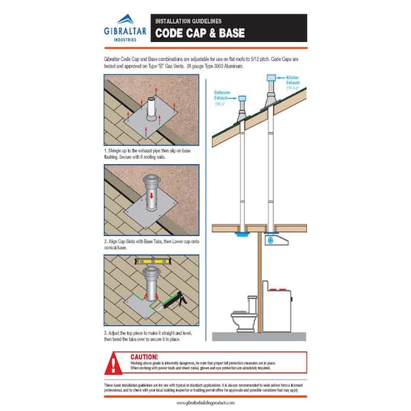 Code Cap Assembly Gibraltar Building Products 4 in. Aluminum Code Cap Base Vent Pipe ...
