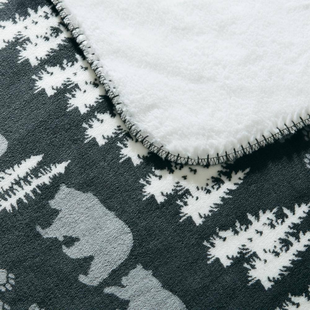 Coleman Grey Reversible Micromink and Sherpa Throw Blanket 60" x 80"