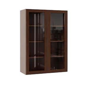 Designer Series Soleste Assembled 30x42x12 in. Wall Kitchen Cabinet with Glass Doors in Spice