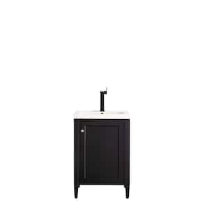 Brittania 24 in. Bath Vanity in Black Onyx with Resin Vanity Top in White Glossy with White Basin