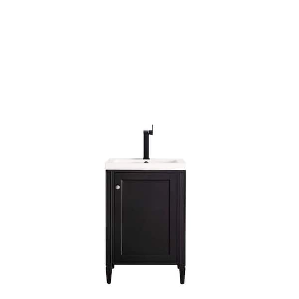 Britannia 23.6 in. W x 18.1 in. D x 35.4 in. H Bath Vanity in Black Onyx with White Glossy Top