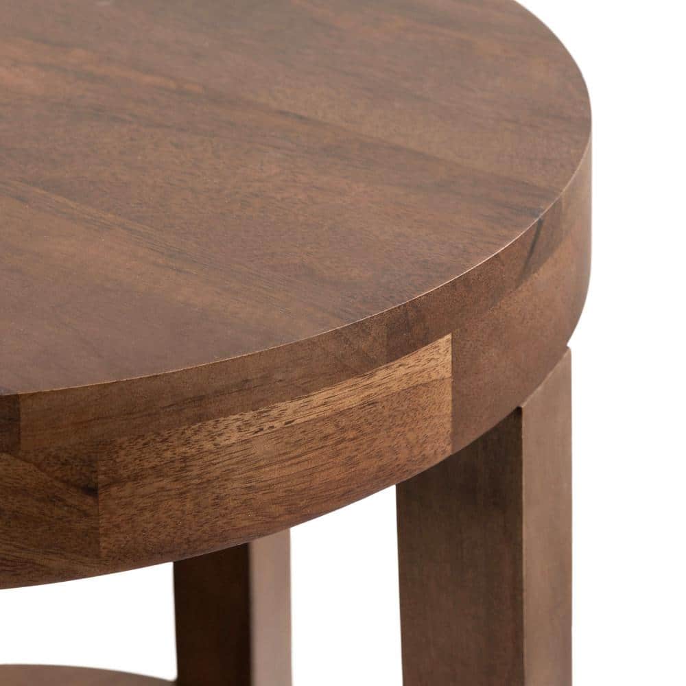Talcott Round Walnut Brown Solid Mango Wood Side Table