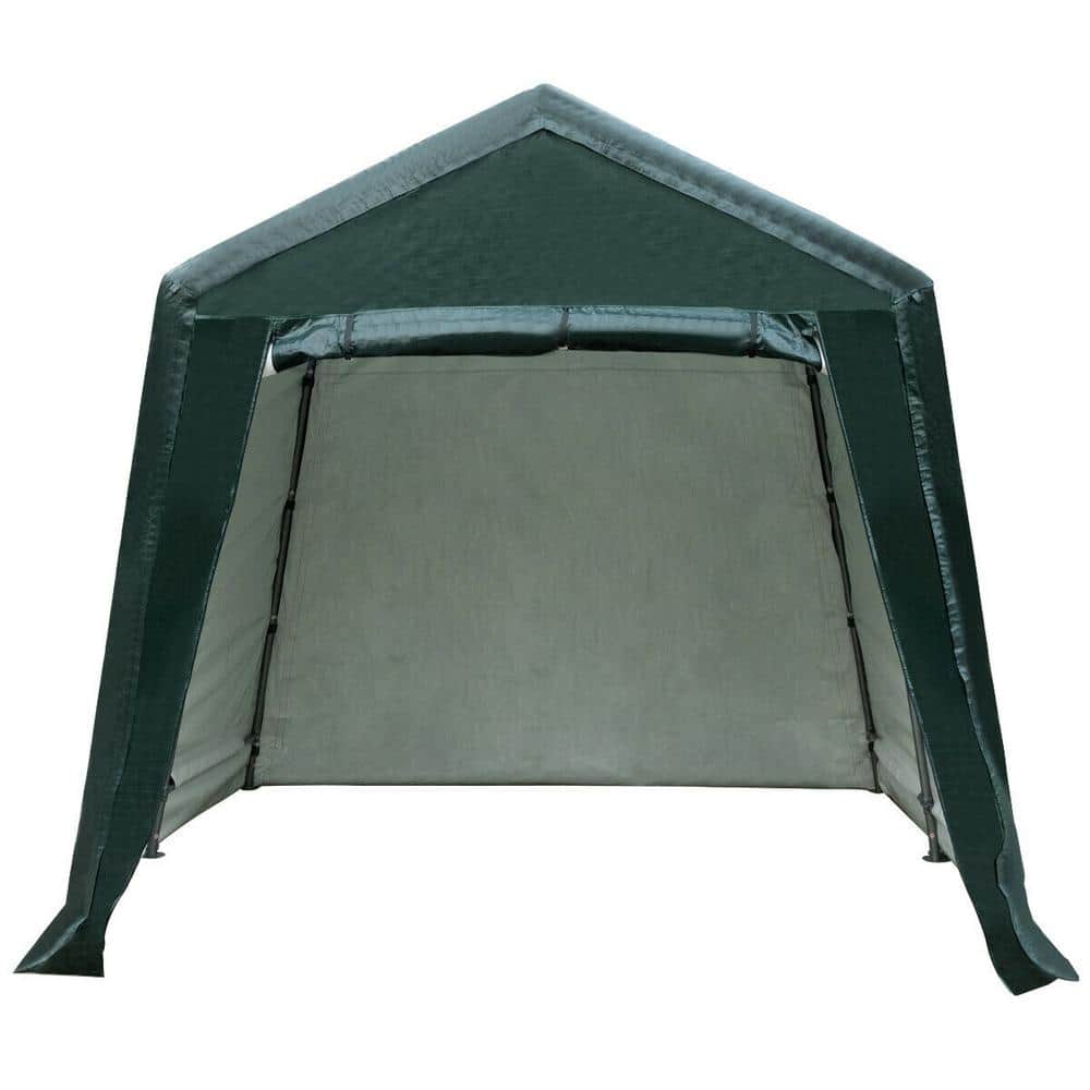 LIVIZA 8 ft. W x 14 ft. D Green Steel Outdoor Carport with Sidewalls
