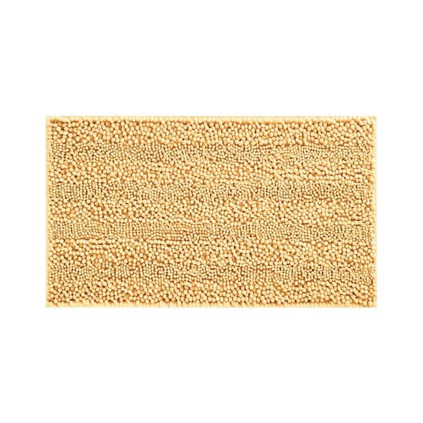 Laura Ashley Astor Chenille 17 in. x 24 in. Pink Polyester Non-Slip Rectangle Bath Mat