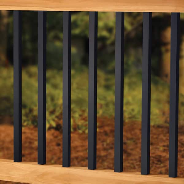 32 in. x 0.75 in. Aluminum Black Square Baluster (15-Pack)