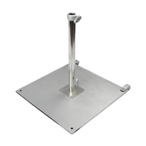 100 lbs. Steel Commercial Market Patio Umbrella Base with Casters in Silver