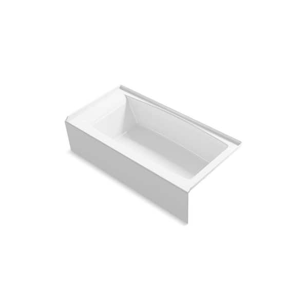 Entity 60 in. x 30.25 in. Rectangular Soaking Bathtub with Right Drain in White