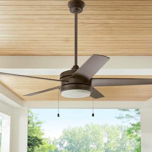 Portwood 60 in. Indoor/Outdoor Wet Rated Espresso Bronze Ceiling Fan with Integrated LED Included