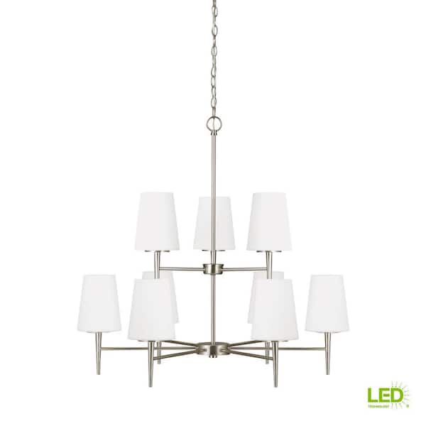 Generation Lighting Driscoll 9-Light Brushed Nickel Chandelier with LED Bulbs