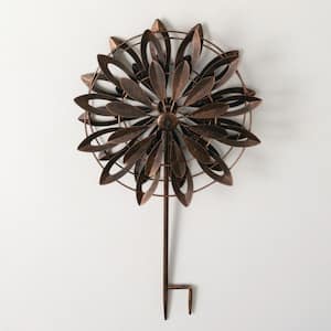 26 in. Spinning Metal Copper Flower Petal Stake