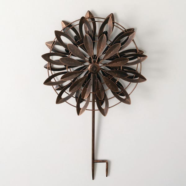 SULLIVANS 26 in. Spinning Metal Copper Flower Petal Stake