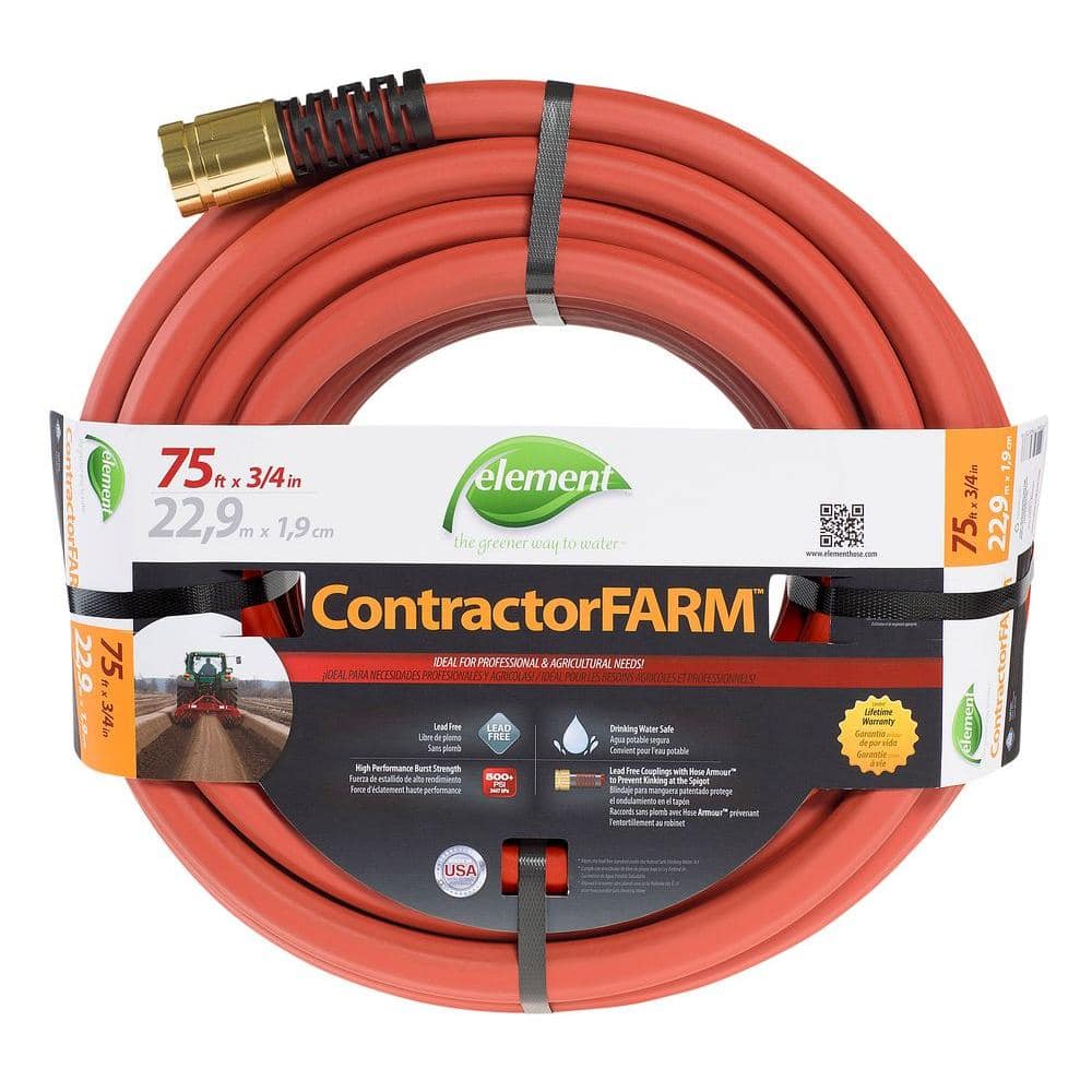 Element ContractorFarm 3/4 in. x 75 ft. Heavy Duty Contractor Water Hose ELCF34075 The Home Depot
