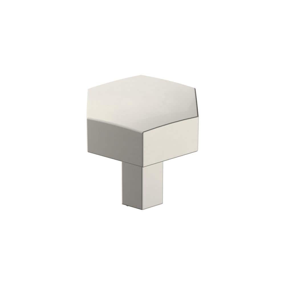 Satin Nickel Geometric Cabinet Knob with Brushed Finish