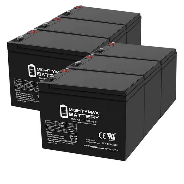 Mighty Max Battery 12v 8ah Sla Replacement Battery For Elk 1280 Alarm Systems 6 Pack 1245