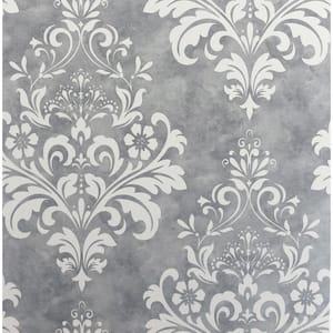 290300 Arthouse Capriata Black Leaf Texture Silver Grey Wallpaper 