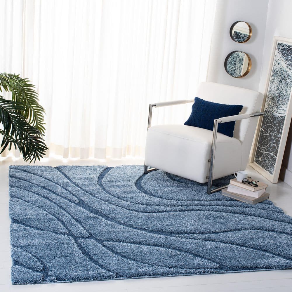 Florida Shag 10 ft. x 10 ft. Square Light Blue/Blue Solid Color Area Rug price history on PriceWatchPro