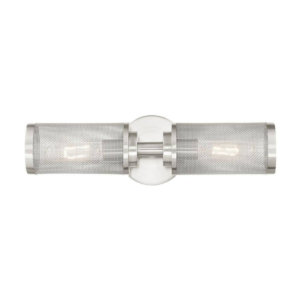Brushed Nickel 2-Light Wall Sconce with Stainless Steel Mesh Shade