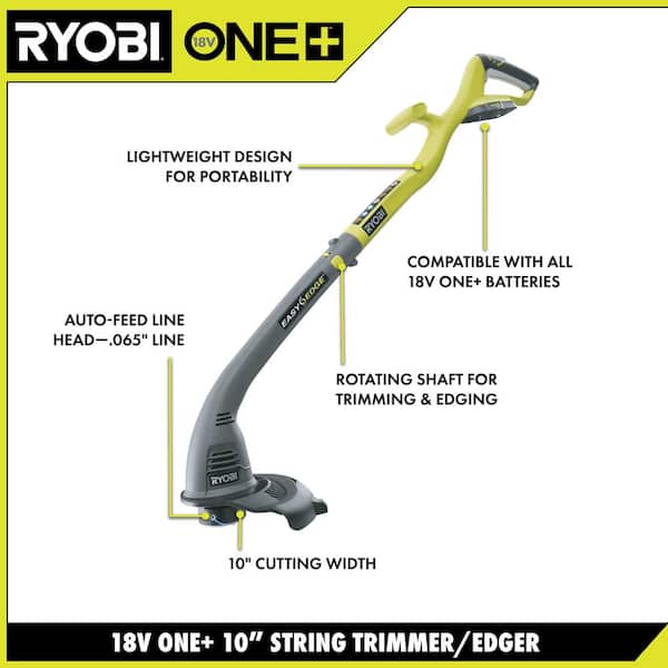 Ryobi ONE+ 18-Volt Lithium-Ion Cordless Electric String Trimmer and Edger
