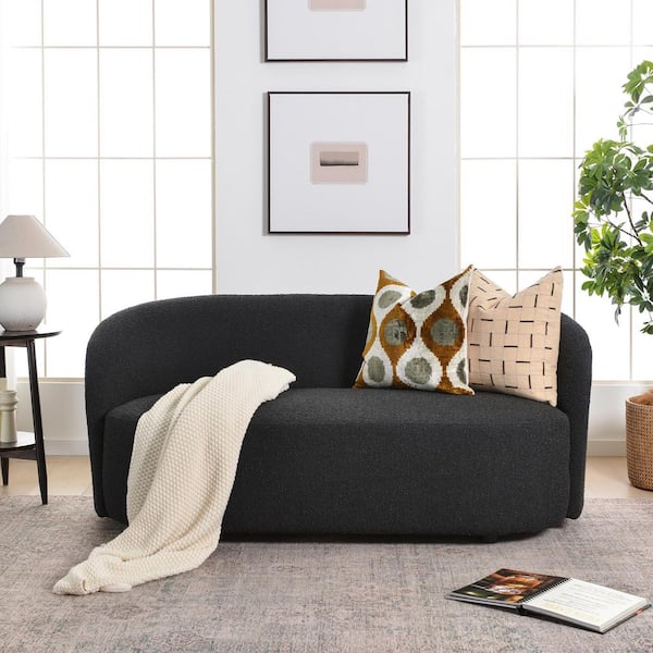 68 in. Charcoal Polyester Upholstered 2-Seater Loveseat
