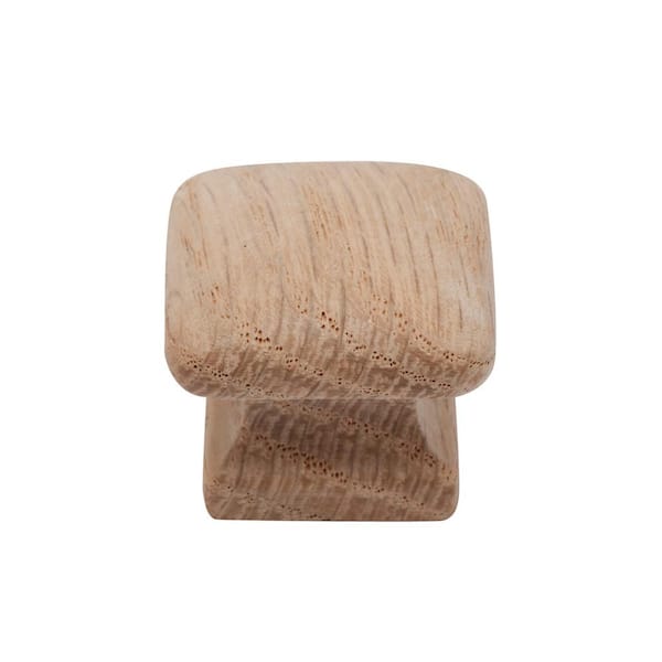 Waddell Oak Square Knob 2-Pack with Screws - 1.5 in. Dia. - Premium Flat Grain for Even Finish - DIY Drawers and Cabinet Doors