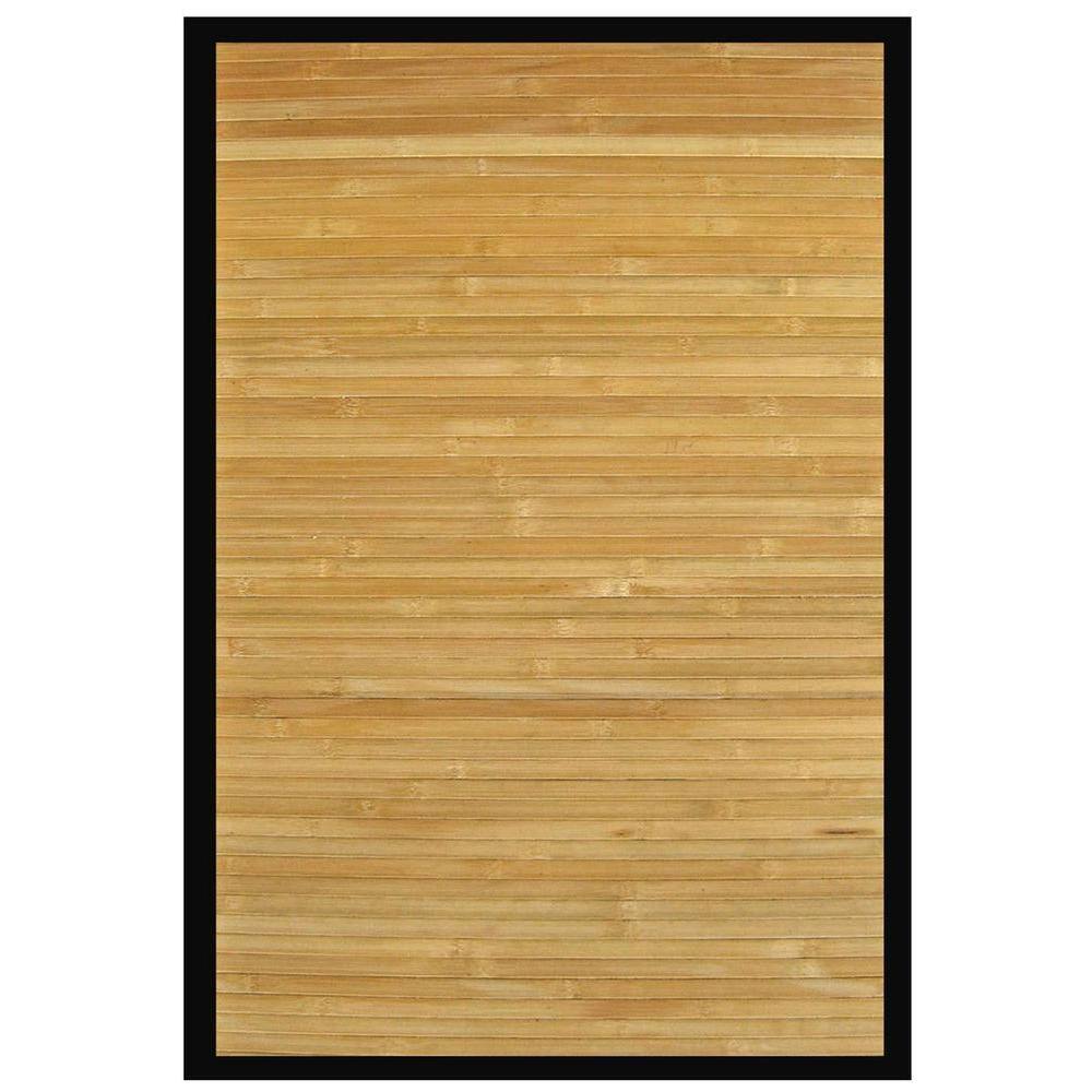 Anji Mountain Contemporary Natural Light Brown with Black Border 6 ft. x 9 ft. Area Rug, Brown/Black The Anji Mountain Contemporary Natural Bamboo Area Rug adds a touch of organic, practical elegance to any space. Bamboo rugs have been a traditional floor covering in the far east for centuries. This rug is made of the finest quality, sustainably harvested bamboo from the Anji Mountains and offers supreme durability. Kiln-dried bamboo is machine-planed and sanded for a smooth finish. An innovative, eco-friendly rug pad backing made primarily of soybean oil offers cushioning and keeps your rug in place. Color: Brown/Black.