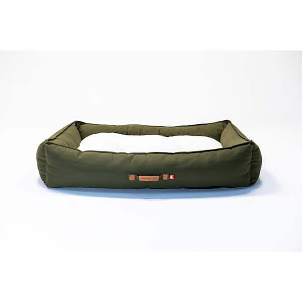 Lucky Dog DRIFT Series Large Olive Canvas Bolster Bed