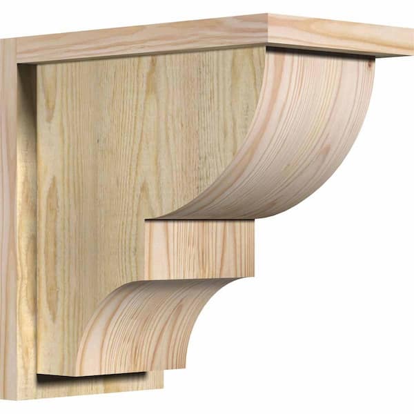 Ekena Millwork 8 in. x 14 in. x 14 in. Douglas Fir Ridgewood Rough Sawn Corbel with Backplate