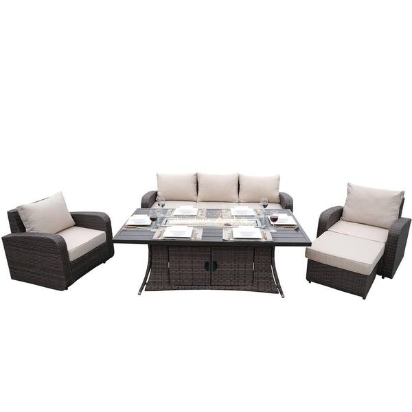 DIRECT WICKER Jessica 5Piece Wicker Patio Conversation Set with Beige