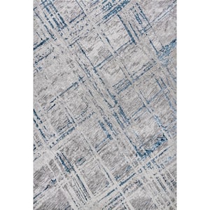 Slant Modern Abstract Gray/Blue 3 ft. x 5 ft. Area Rug